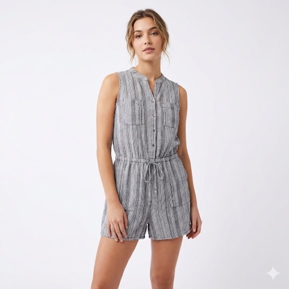 Kelly Renee Pants - Kelly Renee Sleeveless Striped Jumpsuit Womens Size L Minimalist.